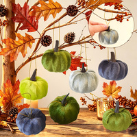 Ensemble d'ornements suspendus mini citrouilles en velours, tons neutres et froids, pour table de ferme, branche d'arbre, petite suspension pour les fêtes d'automne, vente en gros
