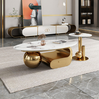 Table basse design moderne en métal avec plaque de roche combinaison de meuble TV de luxe pour l'entrée petite maison rangement de haut niveau