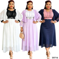 Robe longue pour femmes africaines H&D S9716, nouvelle conception, grande taille, mode, avec strass et ceinture