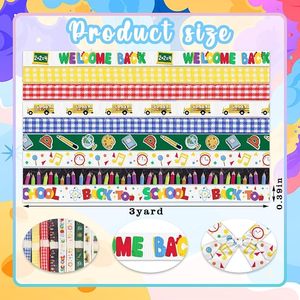 Cinta de grogrén 100% poliéster personalizada con logo, estampada a doble cara, resistente al encogimiento, con patrón de alfabeto de manzana, para la vuelta al colegio. - Product Image 6