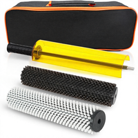 Kit de brosses rotatives pour ski de 300 mm avec poignée en plastique, 2 brosses (crin de cheval et nylon), sac de protection pour perceuse électrique