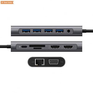 Câble d'extension Jumon Dock à ports multiples Hub USB C 3.1 Adaptateur Displayport Station d'accueil Hub de chargeur pour ordinateur portable 12 en 1 Hub Usb C - Product Image 4
