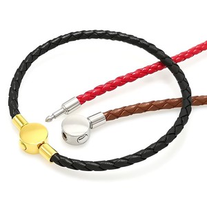 Woven Leather Cord <b>Bracelet</b> Stainless Steel Snap Buckle Unisex Jewelry Gift - Product Image 2