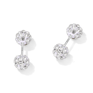 Boucles d'oreilles en argent S999 à double extrémité avec diamants, 4mm 5mm 6mm, pour femmes, usage quotidien, clous d'oreilles, bijoux de piercing cochléaire - Product Image 3
