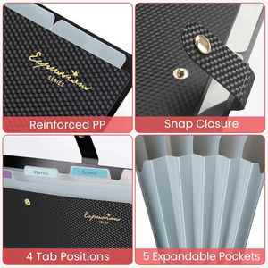 Organizador de Archivos Tipo Acordeón Sooez, Material PP, Impresión UV, Tamaño A4, 5 Bolsillos, Carpetas Expandibles con Etiquetas, Portátil para Documentos/Recibos - Product Image 4
