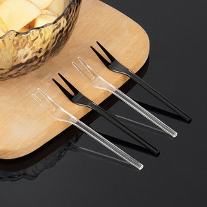 Fourchettes à fruits jetables style occidental à 2 dents en PS noir pour fêtes et enfants - Product Image 1