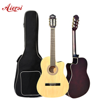 Grosir Pabrik Aiersi Cutaway gitar alat musik 39 inci klasik Linden gitar kayu