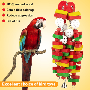 Jouets colorés en bois pour oiseaux, jouets à mâcher pour animaux de compagnie, balançoires pour oiseaux et perroquets - Product Image 4