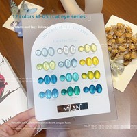 Nouveau Kit de Vernis Gel Semi-Permanent Effet Œil de Chat Milan 12 Couleurs 15ml Non Toxique Écologique Longue Durée pour Salon de Manucure