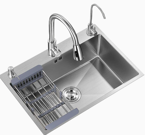 Évier de cuisine rectangulaire en acier inoxydable fait main à encastrer, cuve unique avec surface brossée, facile à nettoyer, installation sans joint - Product Image 4