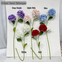 Bunga Hydrangea Buatan HGA Biru 2 Kepala, Ranting Bola Hydrangea Kain 74cm, Buatan Tangan Realistis untuk Dekorasi Pernikahan