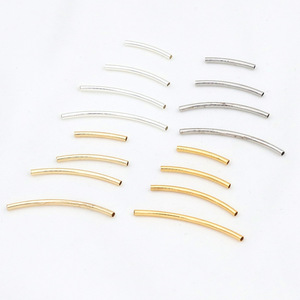 18k gold-plated <b>copper</b> curved and straight pipe connecting tube, hollow beaded <b>bracelet</b> and necklace DIY jewelry accessories - Product Image 2
