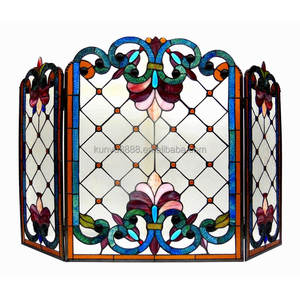 Mampara de Chimenea de Vidrio Tiffany Estilo Barroco de 40''x28'', Sólida y Duradera, para Decoración del Hogar - Product Image 6