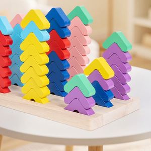 Interesante Juego de Rompecabezas de Desarrollo Temprano para Niños, Bloques de Construcción de Madera con Forma de Arcoíris - Product Image 2