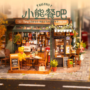 Ruotairuo Lai <span class=keywords><strong>Little</strong></span> Bear Restaurant, Casa Pequeña para Armar, Bloques de Construcción de Madera en Miniatura, Regalo de Cumpleaños - Product Image 2