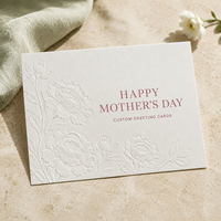 Cartes de vœux florales en relief pour malvoyants, design élégant pivoine, papier texturé mat, cartes personnalisées pour la fête des Mères, remerciements et invitations