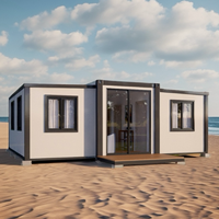 Maison conteneur préfabriquée de luxe extensible et portable de 20 pieds ou 40 pieds, bureau à domicile ou cabine, avec panneaux sandwich en acier et design moderne