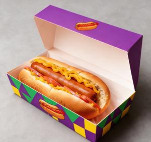 Emballage alimentaire en papier en forme de bateau en papier ivoire imprimé sur mesure, plateau à gaufres, boîte à hamburger en carton, boîte à corndog, boîte à fast-food avec couvercles - Product Image 3