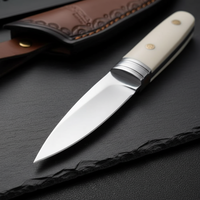 Couteau à fruits, couteau de barbecue, couteau de chasse à lame fixe en acier 3CR13 avec manche en résine OEM de haute qualité, étui en cuir de vachette pour camping en extérieur