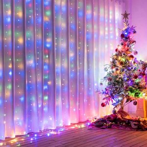3m x 3m 300pcs LED Curtain <span class=keywords><strong>String</strong></span> ánh sáng IP44 ngoài trời không thấm nước năng lượng mặt trời đèn sân vườn cho Giáng sinh Cổ Tích ngày lễ vườn - Product Image 1