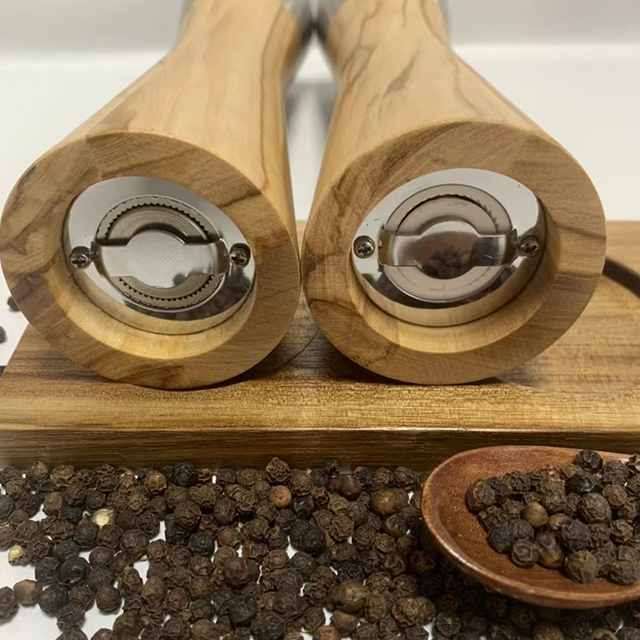 Elegant Modern Eco-Friendly Set Of 2 Acacia Wood Salt And Pepper Shakers With Ceramic Core Grinder For Spice Use · image 6