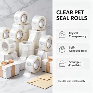 Rollo de Etiquetas Redondas Autoadhesivas Transparentes de BOPP con Fuerte Adhesión para Sellado de Empaques de Uso Comercial - Product Image 2