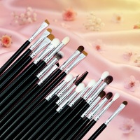 Ensemble de 20 pinceaux de maquillage personnalisés avec manche en bois pour fard à paupières, eye-liner, anticernes, masque, crayon à sourcils, 5 pinceaux à cils personnalisés