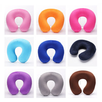 Couverture en Polyester de Couleur Unie PVC Gonflable en Forme de U Cou Oreiller Portable Avion Voyage Camping Oreiller Extérieur