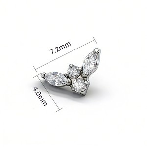F136 <b>Titanium</b> Alloy Angel Wing Earrings Marquise Round Zircon 7.2mm 4.0mm Prong Setting Piercing Jewelry - Product Image 1