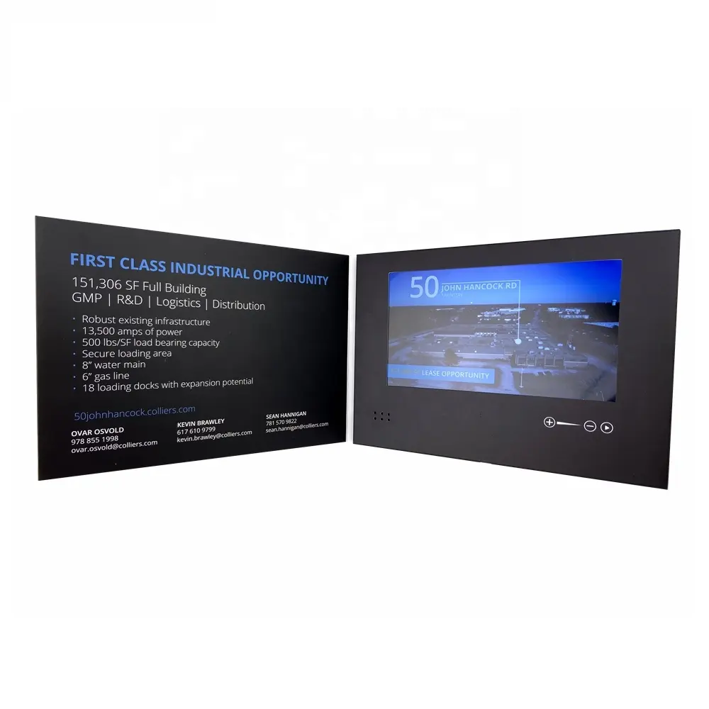 ビデオパンフレットグリーティング名刺ギフトパンフレットカード招待状ビデオボックスブック液晶画面7インチ紙ヨーロッパ花4色