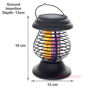Lampe d'extérieur d'intérieur à énergie solaire <span class=keywords><strong>2</strong></span> en 1 lanterne violette à flamme jaune lampe anti-moustiques - Product Image 2
