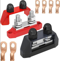 Barre omnibus à double goujon 250A M10 3/8 pouces, bornier de distribution d'alimentation robuste DC 12-48V pour batterie de voiture, camping-car, marine, bateau, yacht