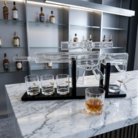 Ensemble décanteur à whisky AR15 très populaire avec 4 verres à shot en forme de balle, en borosilicate soufflé à la main, hermétique, avec support de présentation noir, accessoires de bar