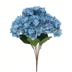 卸売 5頭アジサイ造花 96枚の花びら リアルなフェイクブーケ 色褪せないフラワーデコレーション 結婚式パーティー用 - Product Image 2