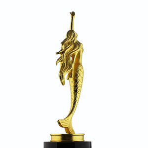 รูปปั้นนางเงือกทองคำพ่นทราย รางวัล<span class=keywords><strong>ประกวด</strong></span>ความงาม ของตกแต่งบ้านบนฐานคริสตัลสีดำ - Product Image 2