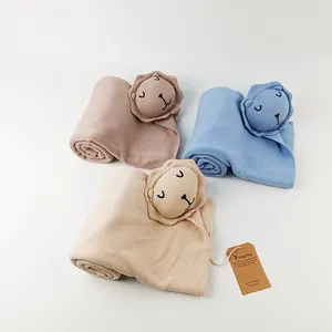 Pinuotu Baby Knitted Blanket Cotton Neutral Lion Soothing Baby Knit Warm Swaddle Bedding Winter Kids Security Blankets