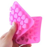 Bestseller Antihaftbeschichtete Lebensmittelechte Silikonform mit 55 Herzförmigen Vertiefungen für Süßigkeiten, Schokolade, Fondant, Gelee und Eiswürfel