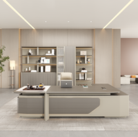 Bureau de direction ergonomique modulaire personnalisable et extensible en forme de L avec table à thé et armoire latérale en placage de bois MDF