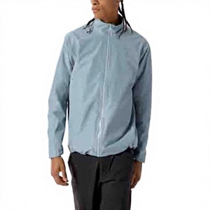 Chaqueta de Forro Polar Azul Claro, Cortavientos, con Cierre de Cremallera, Cuello Alto, Color Sólido Informal, de Poliéster, para Otoño - Product Image 1