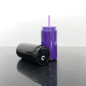 Entrepôt américain Halloween Noir Violet Sublimation Gobelet à double paroi isolé sous vide en acier inoxydable 16oz pour canette de bière - Product Image 5