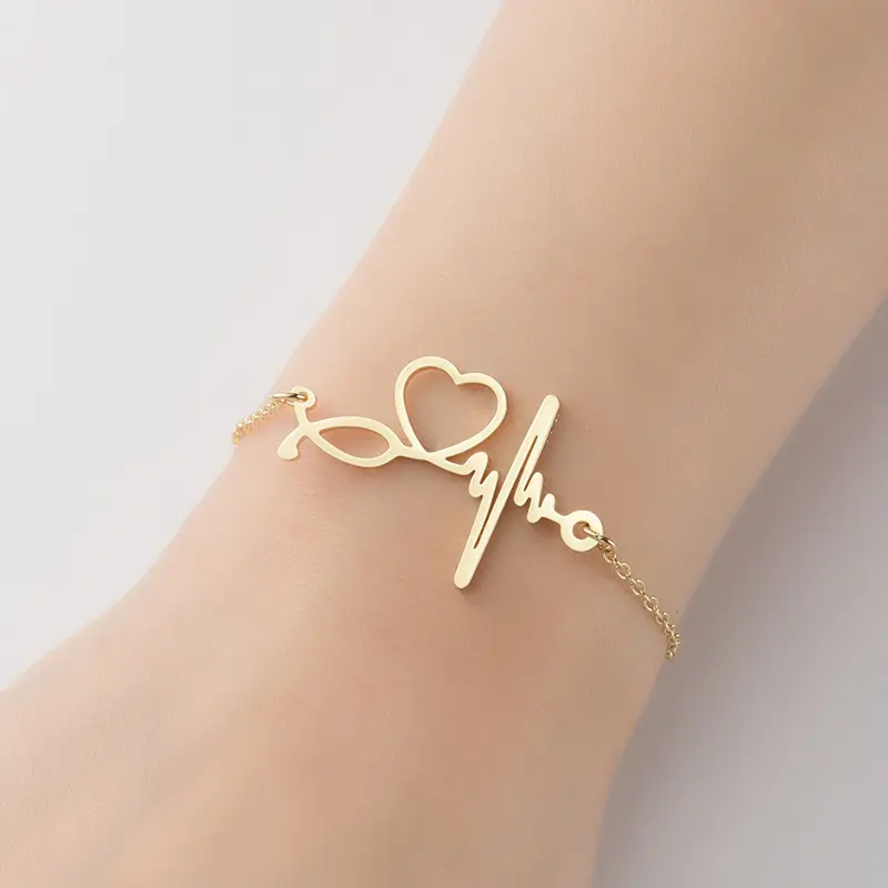 Dainty 14K bracciale a catena in acciaio inox placcato oro impermeabile gioielli amicizia piccola casa braccialetto per le donne della ragazza