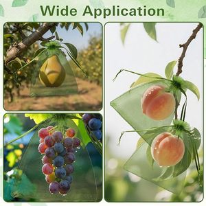 Fruit Protection Bags, Green Fruit <b>Netting</b> Covers with Drawstring, <b>Mesh</b> Barrier Bags for Pest Control, Ideal - Product Image 4