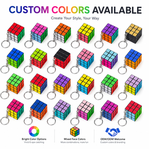 Porte-clés cube magique 3x3 personnalisé avec logo, jouet de puzzle classique pour enfants et adultes, cube de vitesse lisse, cadeau promotionnel en gros - Product Image 3