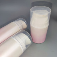 Bouteilles à pompe sans air rondes en PET blanc et rose mélangés 2024 pour bouteilles avec bouchons sans tube 100ml 50ml 30ml PPWR Recyclable