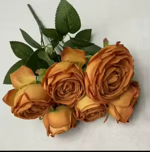 Venta al por mayor de rosas artificiales, simulación de flores artificiales modernas, ramo de flores de boda de rosas de imitación de 10 colores - Product Image 3