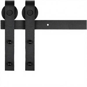 Kit de quincaillerie pour porte de grange en acier au carbone durable de 2 m (6,6 pi) avec garantie de 5 ans, installation par vis, système de rail coulissant moderne à fermeture douce - Product Image 3