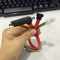Cable de datos y alimentación para disco duro de computadora de alta velocidad, SATA 7+15P de 22 pines a 4 pines, 90 grados, ángulo recto, 6 pies, con blindaje de lámina y cubierta de PVC
