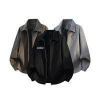 Blouson Exécutif Homme Grande Taille 260 GSM à Col Rabattable, Fermeture Éclair, Style Formel, Coupe Slim Jeune, Tendance et Polyvalent – Vente en Gros