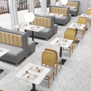 आधुनिक डिजाइन चमड़े के कस्टम कॉफी शॉप बूथ सीट होटल रेस्तरां फर्नीचर बेंच सीटिंग फास्ट फूड रेस्तरां बूथ