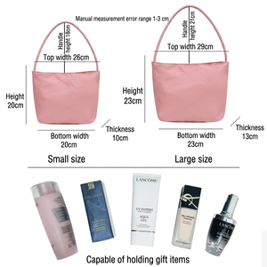 Sac fourre-tout en nylon uni printemps-été, couleurs macaron, broderie florale, fermeture magnétique, carré horizontal, pour femme - Product Image 5